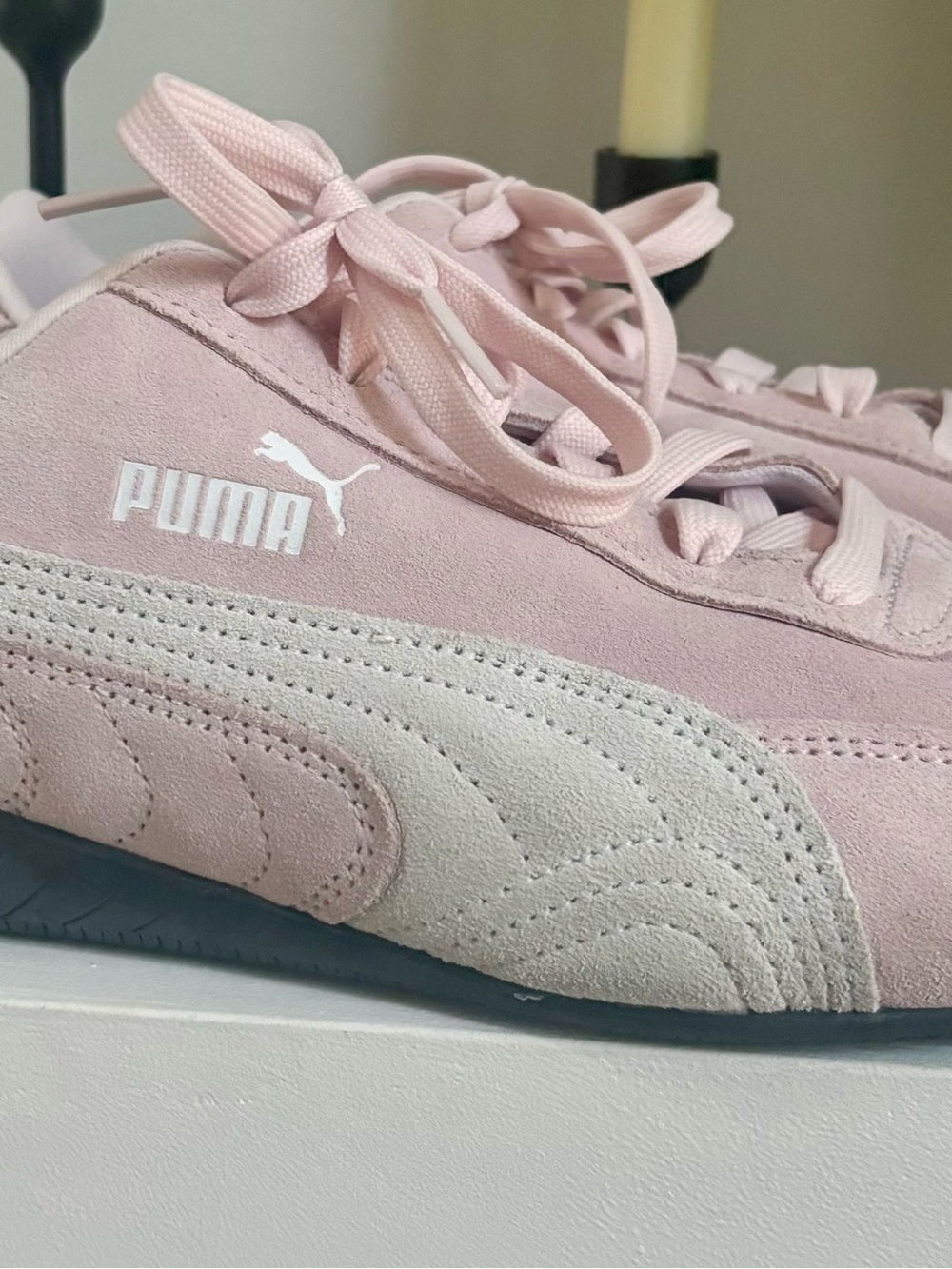 Puma Suede Sneakers in Pale Pink and Light Gray Size 11